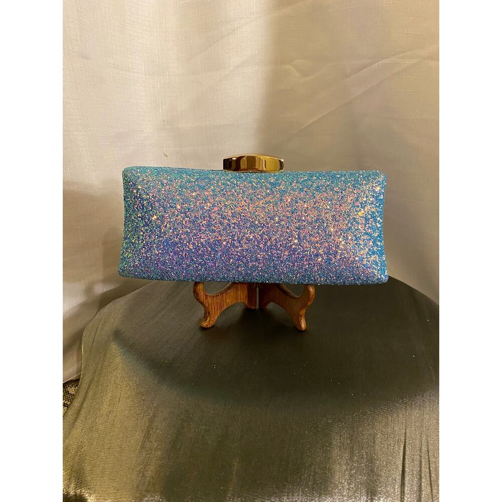Best of Everything brand Evening Bag Formal Clutch Purse Blue Sparkles Blue